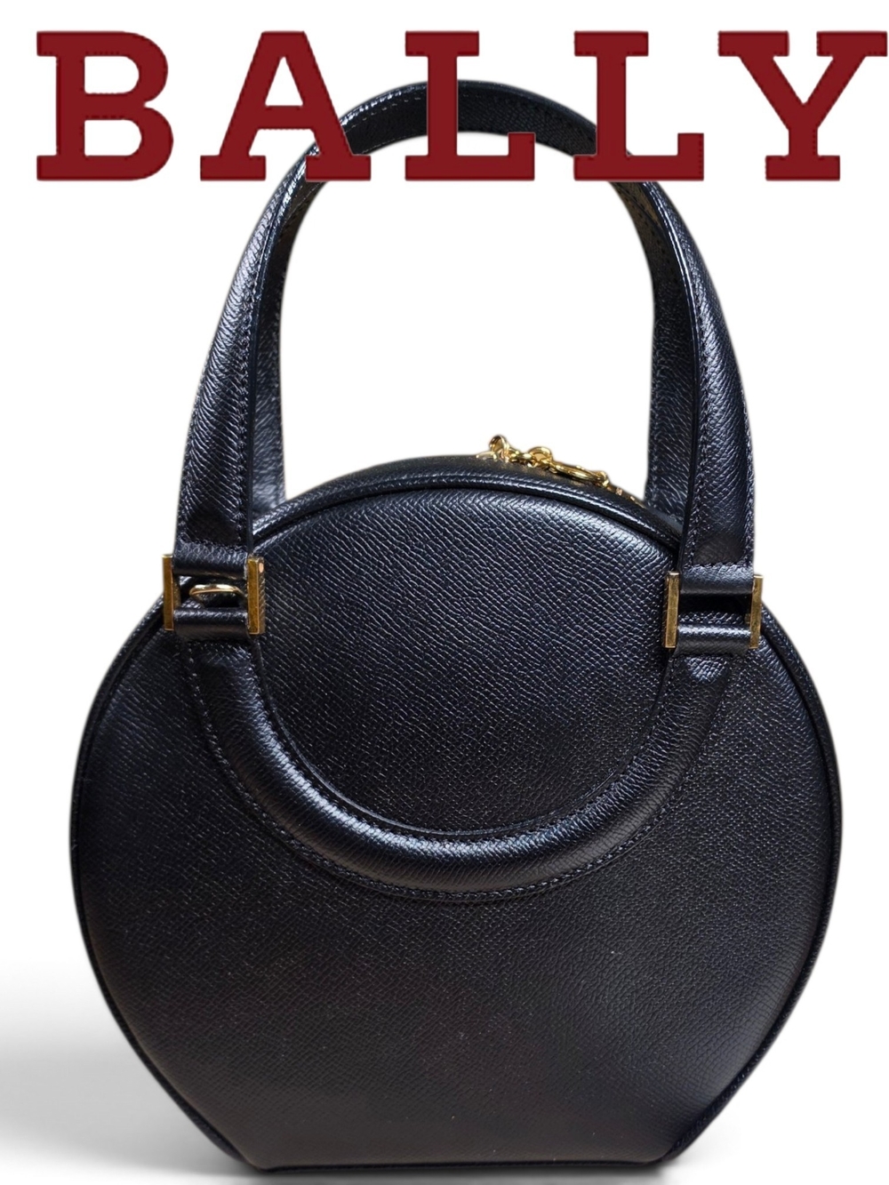 Bally Vintage Black Leather Round Top-Handle Bag w/ Gold Hardware (MSRP $1275)
